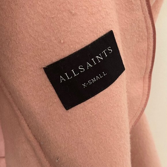 All Saints Anya Pink Wool Blend Longline Coat XS - Picture 7 of 11